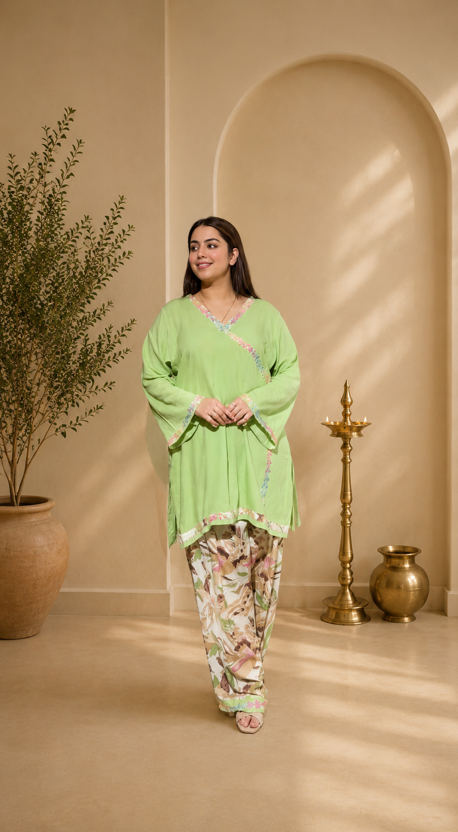 Mint Blossom Printed Suit Set
