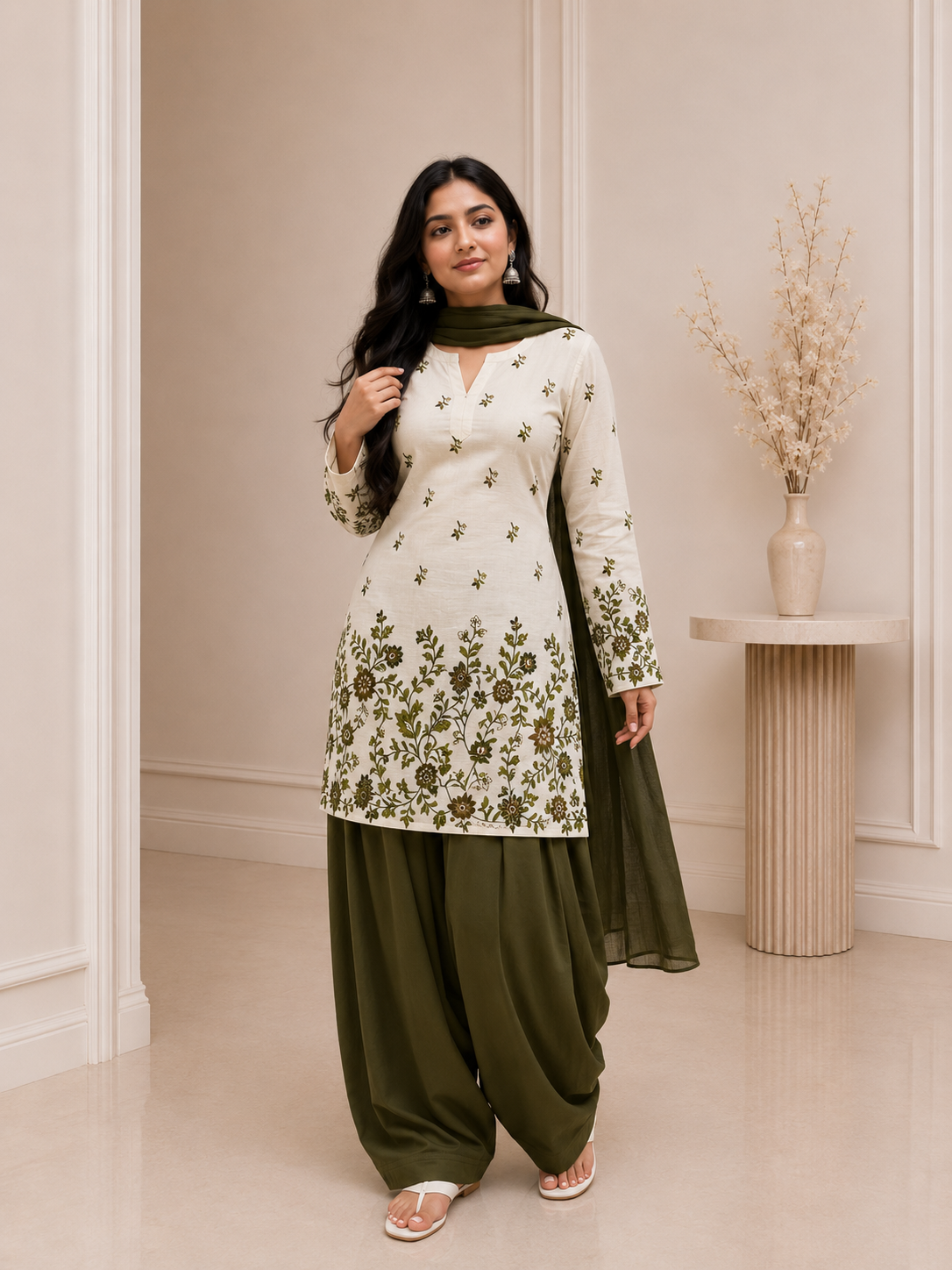 Olive Garden Embroidered Patiala Suit Set