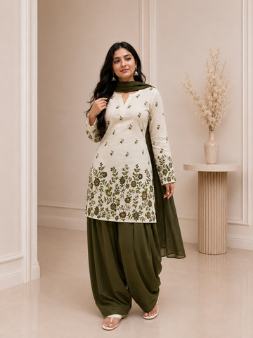 Olive Garden Embroidered Patiala Suit Set