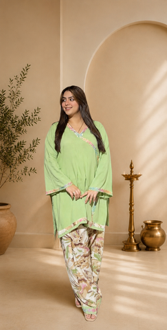 Mint Blossom Printed Suit Set