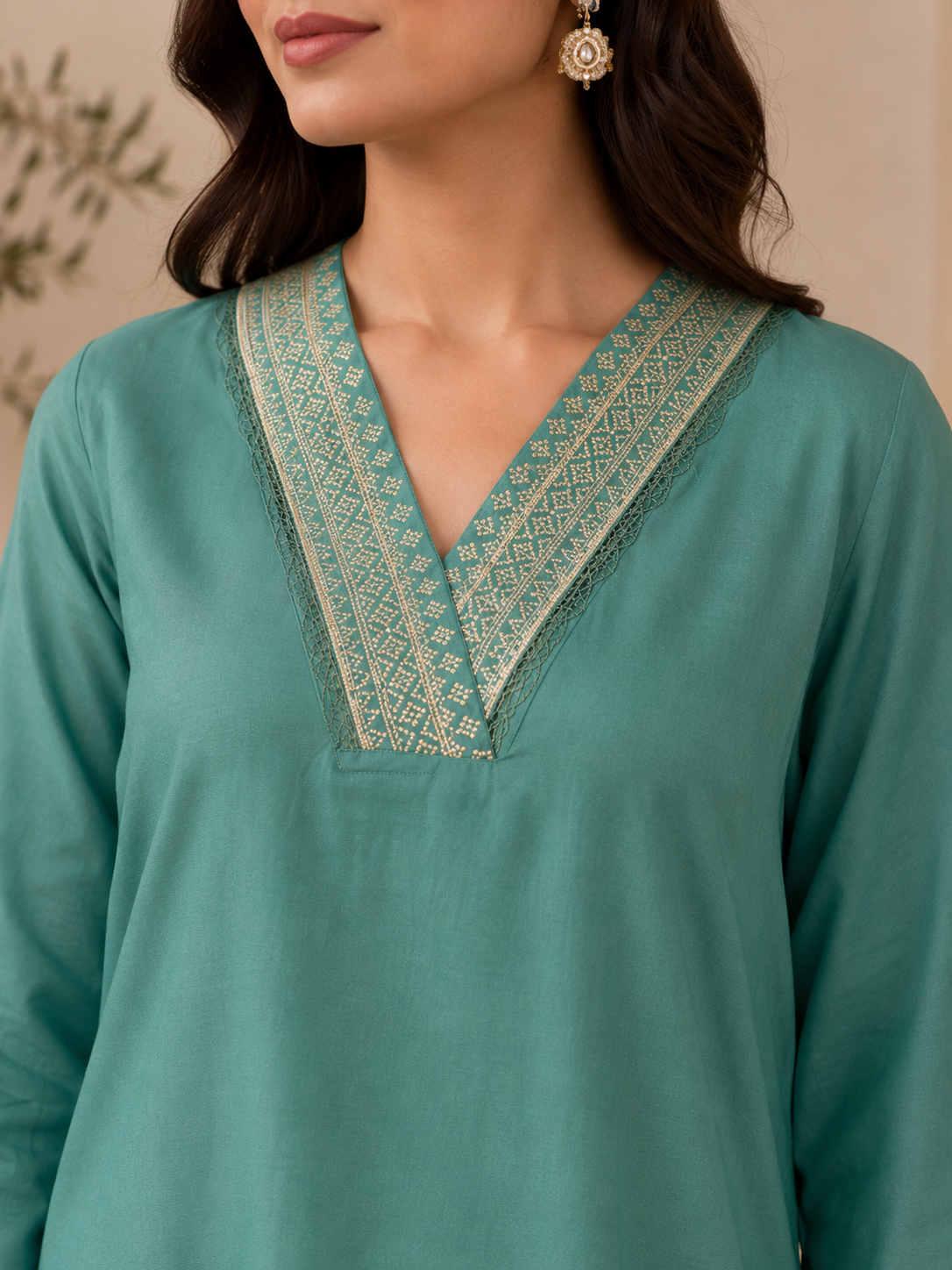 Aqua Serenity Embroidered Suit Set