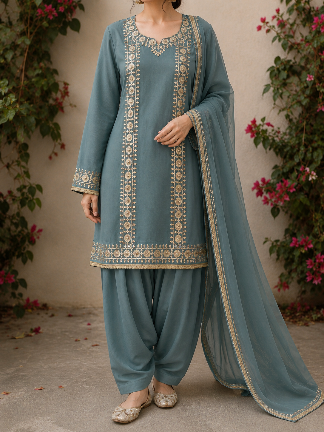 Dusty Teal Elegance Suit Set