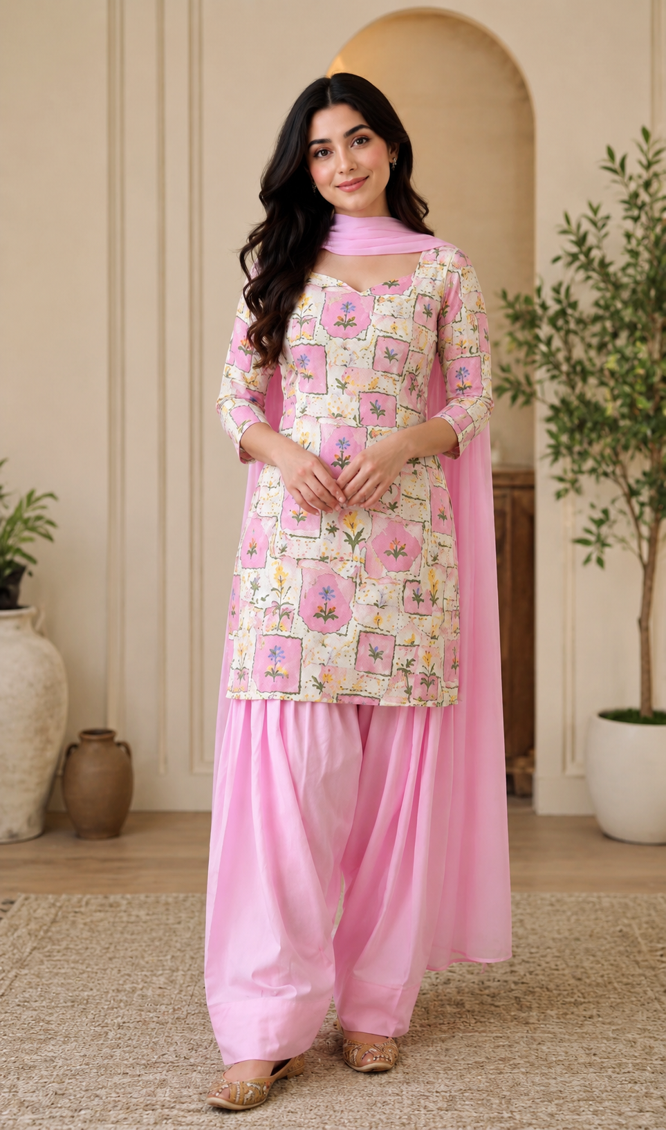 Pink Petal Charm Punjabi Suit Set
