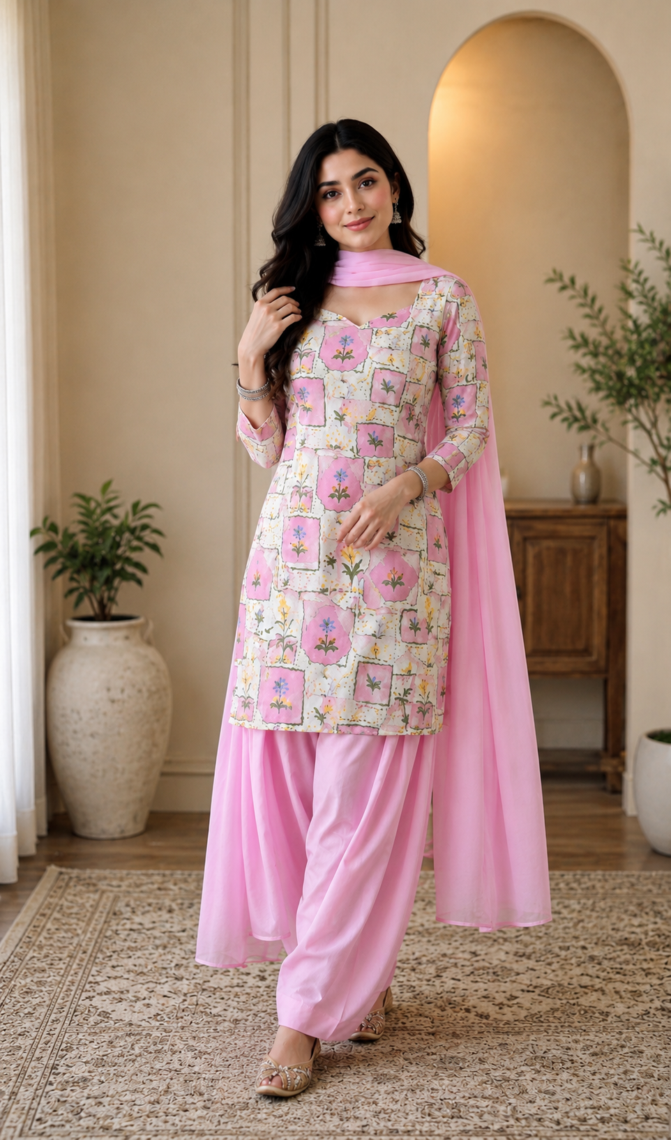 Pink Petal Charm Punjabi Suit Set