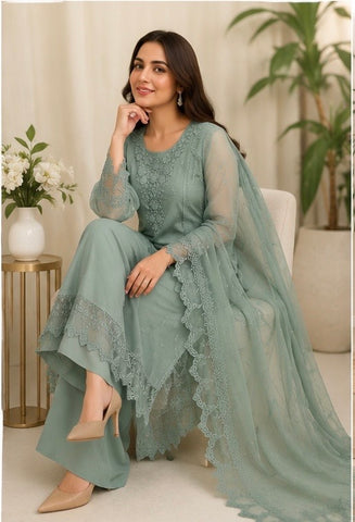 Sage Mist Embroidered Elegance Suit