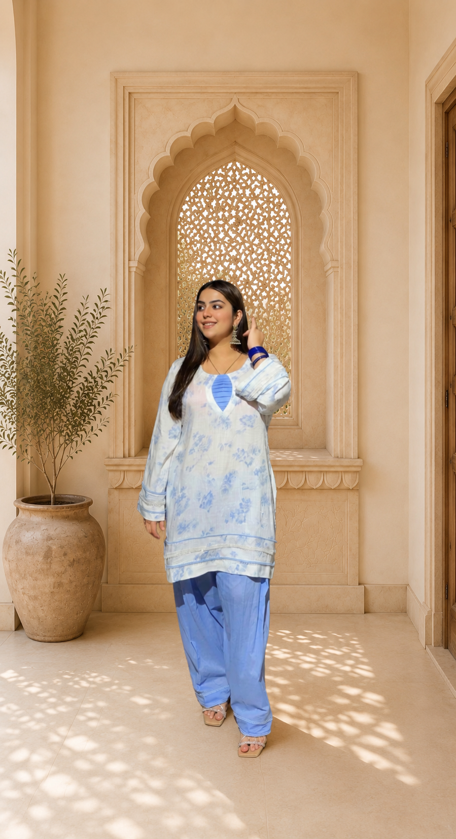 Sky Bloom Printed Suit Set