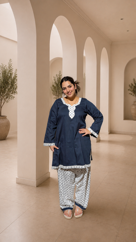 Midnight Blue Printed Salwar suit set