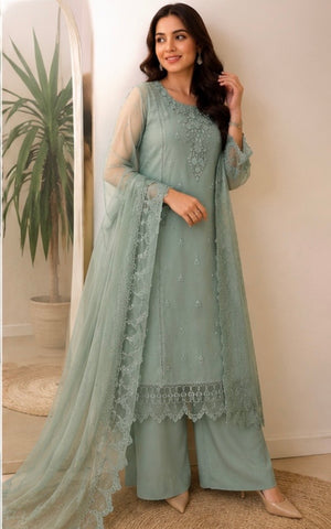 Sage Mist Embroidered Elegance Suit