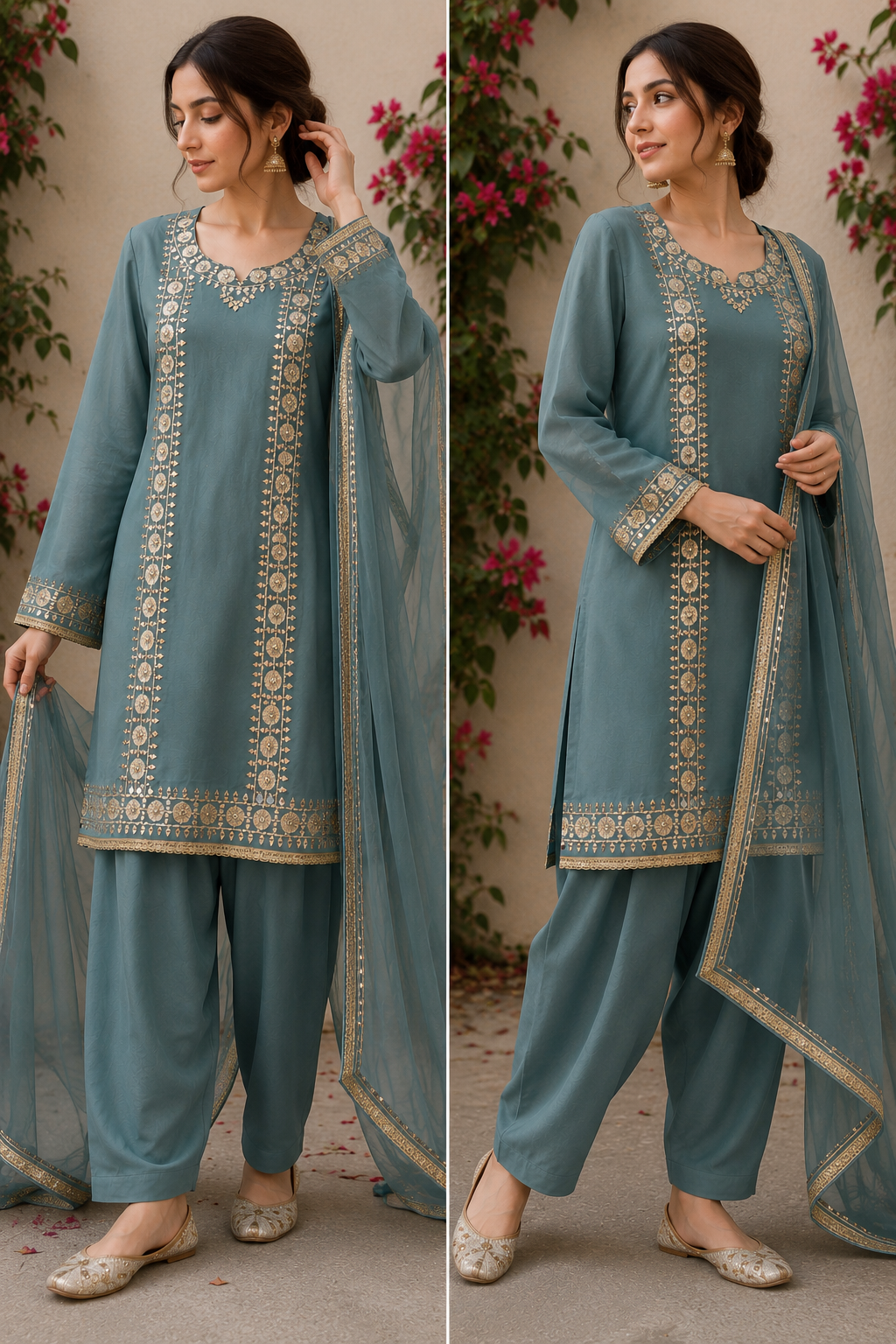 Dusty Teal Elegance Suit Set