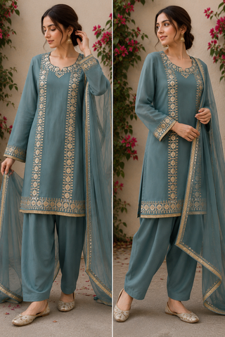 Dusty Teal Elegance Suit Set