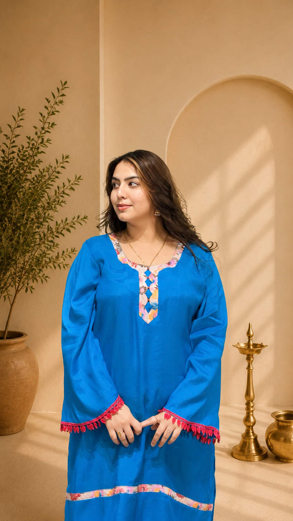 Royal azure floral Farshi Salwar Suit