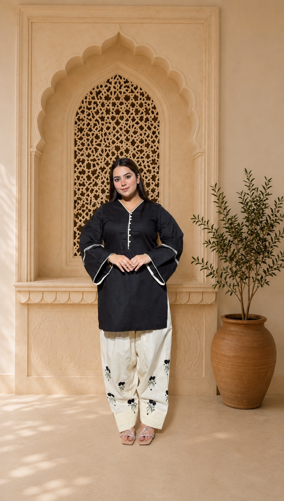 Midnight noir embroidered farshi salwar set