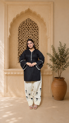 Midnight noir embroidered farshi salwar set