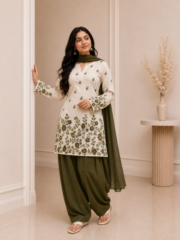 Olive Garden Embroidered Patiala Suit Set