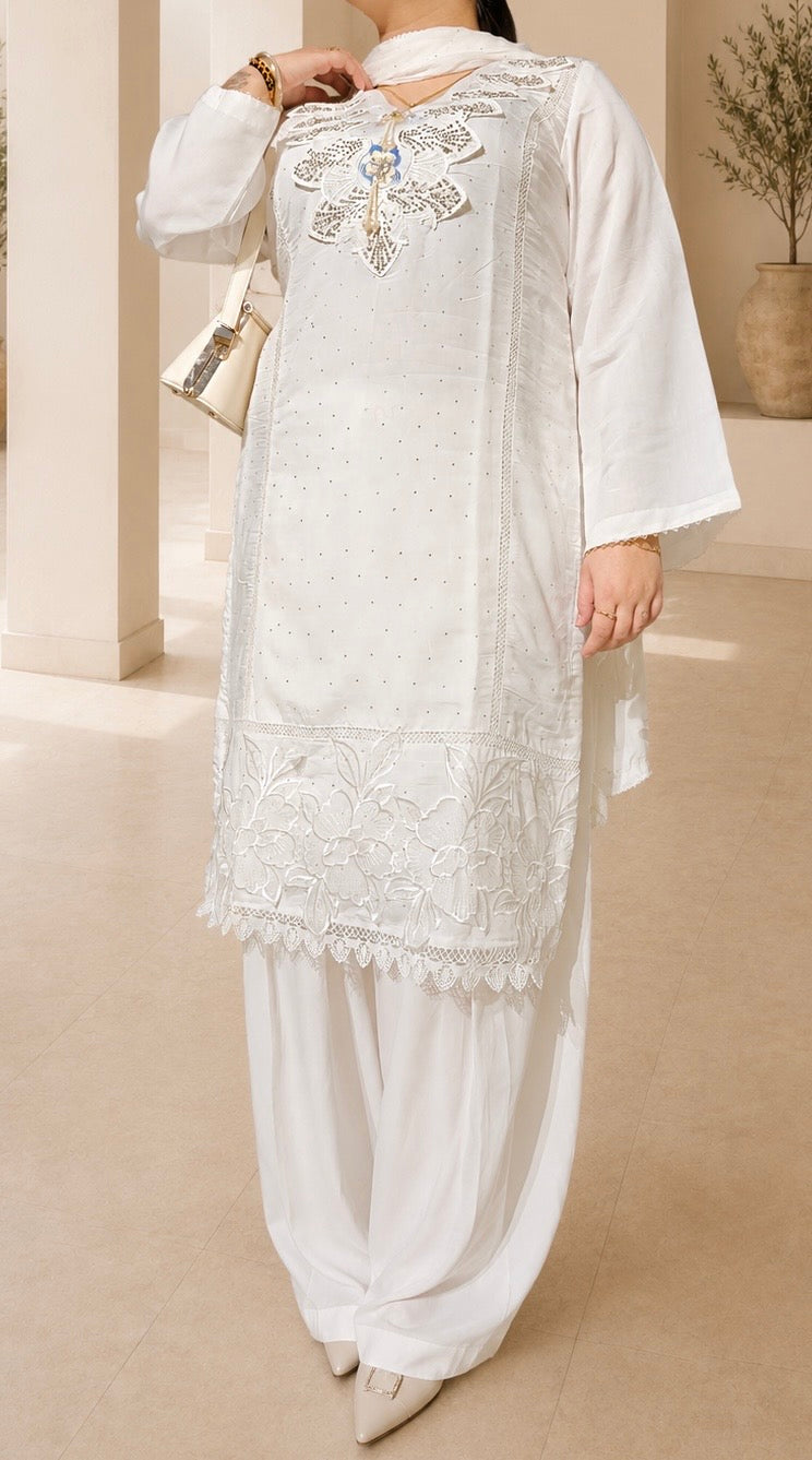 Ethereal ice blue embroidered elegance
