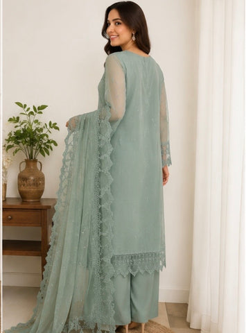 Sage Mist Embroidered Elegance Suit