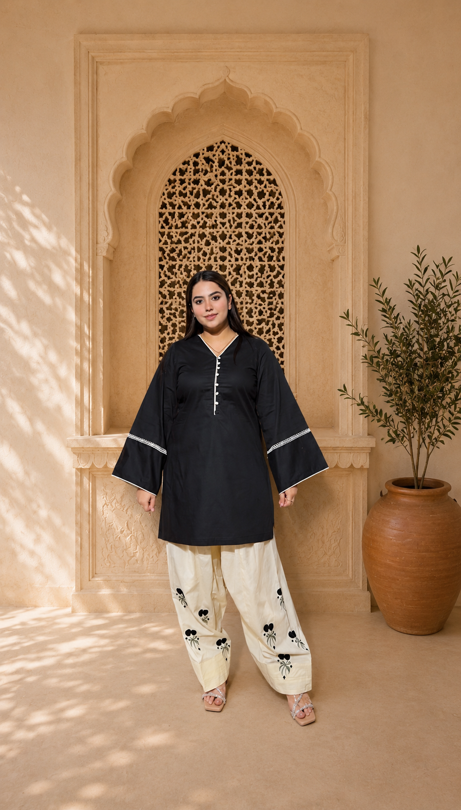 Midnight noir embroidered farshi salwar set