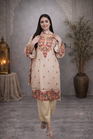 Straight plazo with kurti printed suit with dupatta