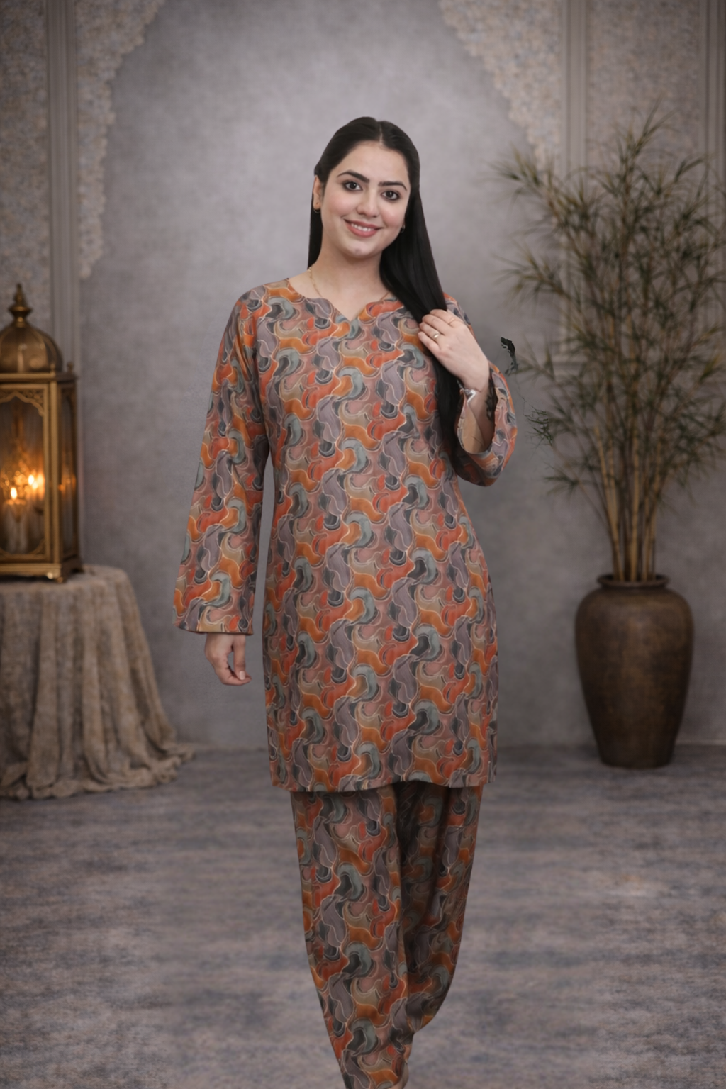 Pakistani style printed farshi salwar suit all over without dupatta