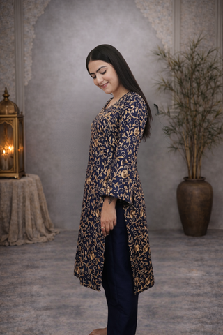 Aari work Kurti set with plazo ( pakistani style )